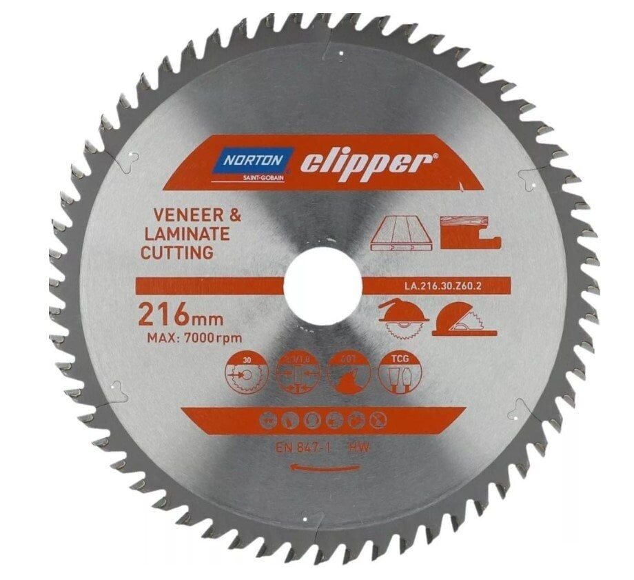 NORTON Clipper TCT Laminat Elmas Testere 216x30 60 Diş 70184608142