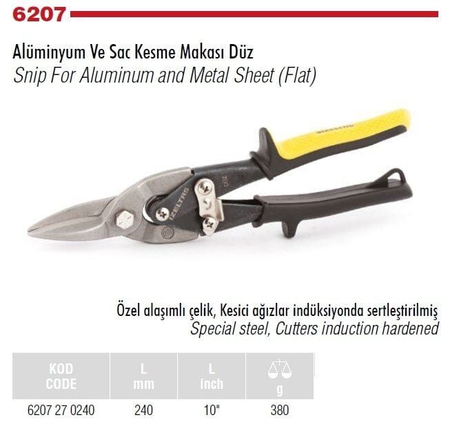 İZELTAŞ Alüminyum ve Saç Kesme Makası Düz 240 mm(6207 27 0240)