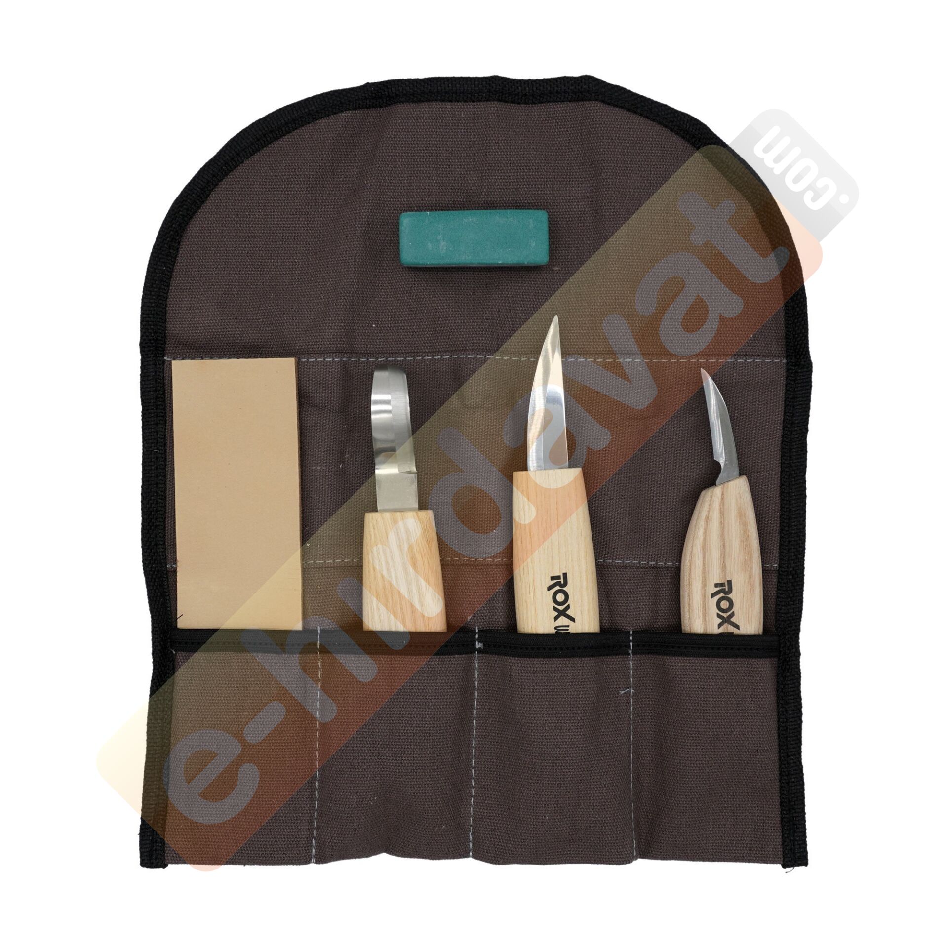 ROX Wood 5 Parça Çantalı Kaşık Oyma Seti (153ROX184506)