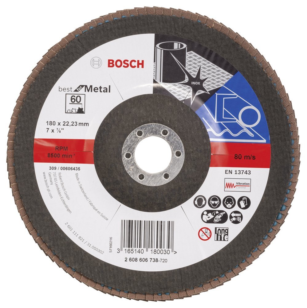 Bosch Aksesuarlar Bosch - 180 mm 60 Kum Best Serisi Metal Flap Disk