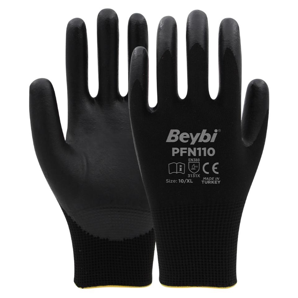 BEYBİ PFN110 Siyah Köpük Nitril Eldiven No.9