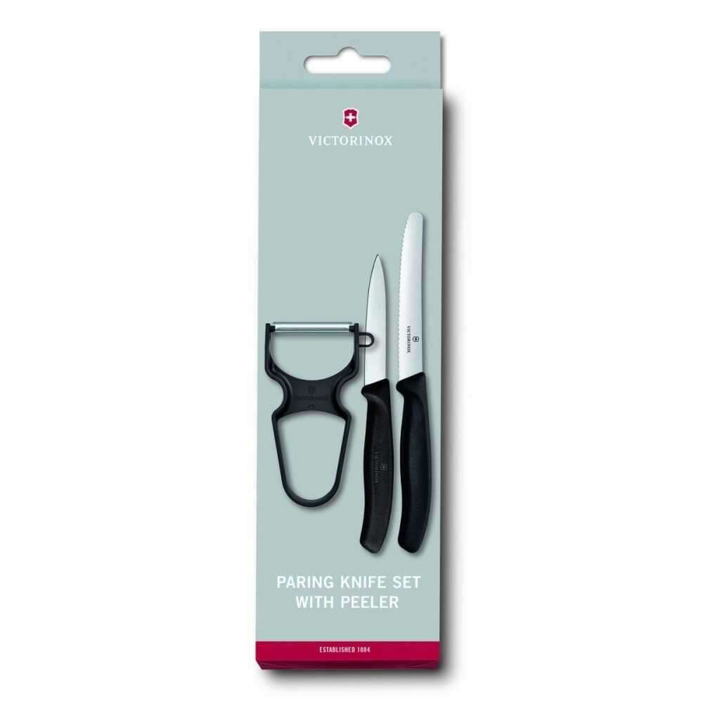VICTORINOX 6.7113.35 Soyma Bıçağı Seti, 3 Parça Siyah