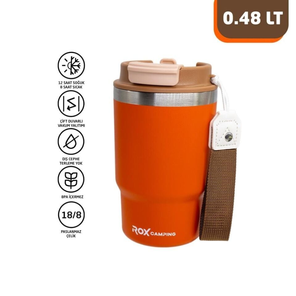 ROX Camping Pipetli Termos 0.48 Litre  - Turuncu (153CAMP0195)