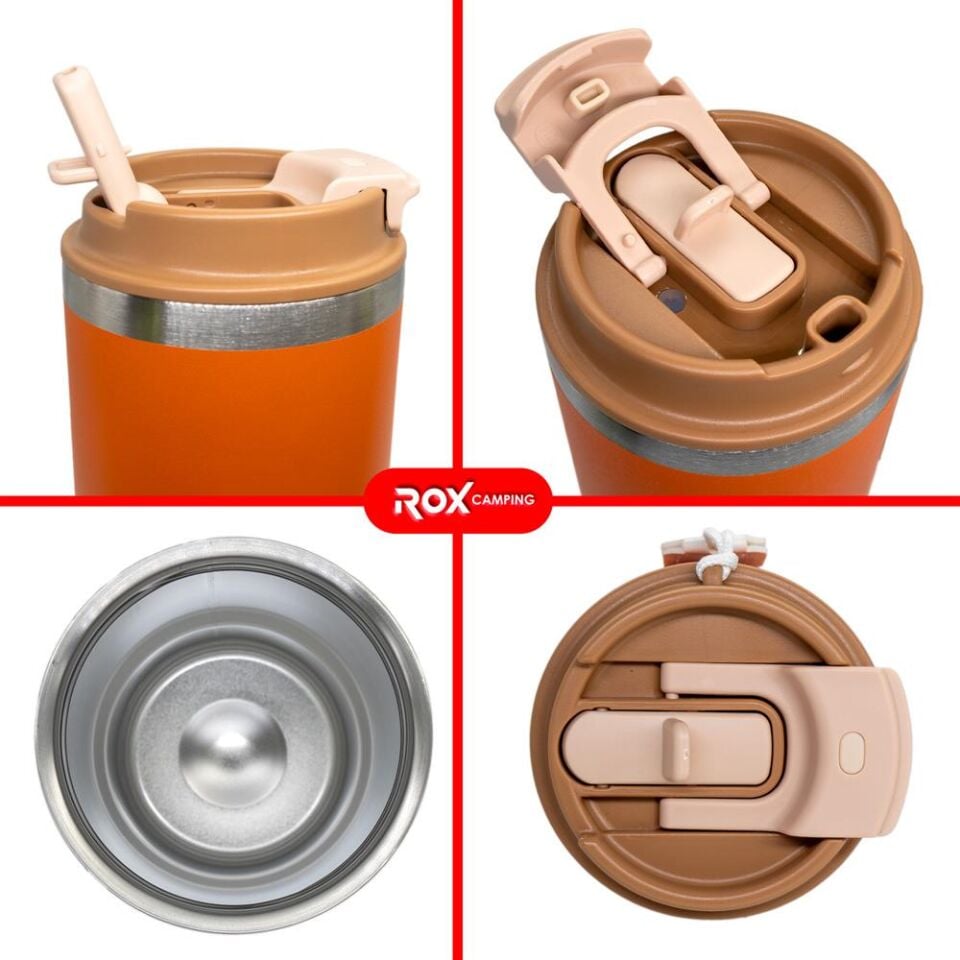 ROX Camping Pipetli Termos 0.48 Litre  - Turuncu (153CAMP0195)