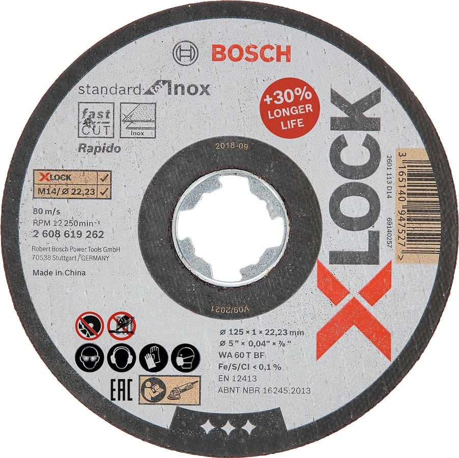 Bosch Aksesuarlar Bosch - X-LOCK - 125*1,0 mm Standard Seri Düz Inox (Paslanmaz Çelik) Kesme Diski (Taş) - Rapido