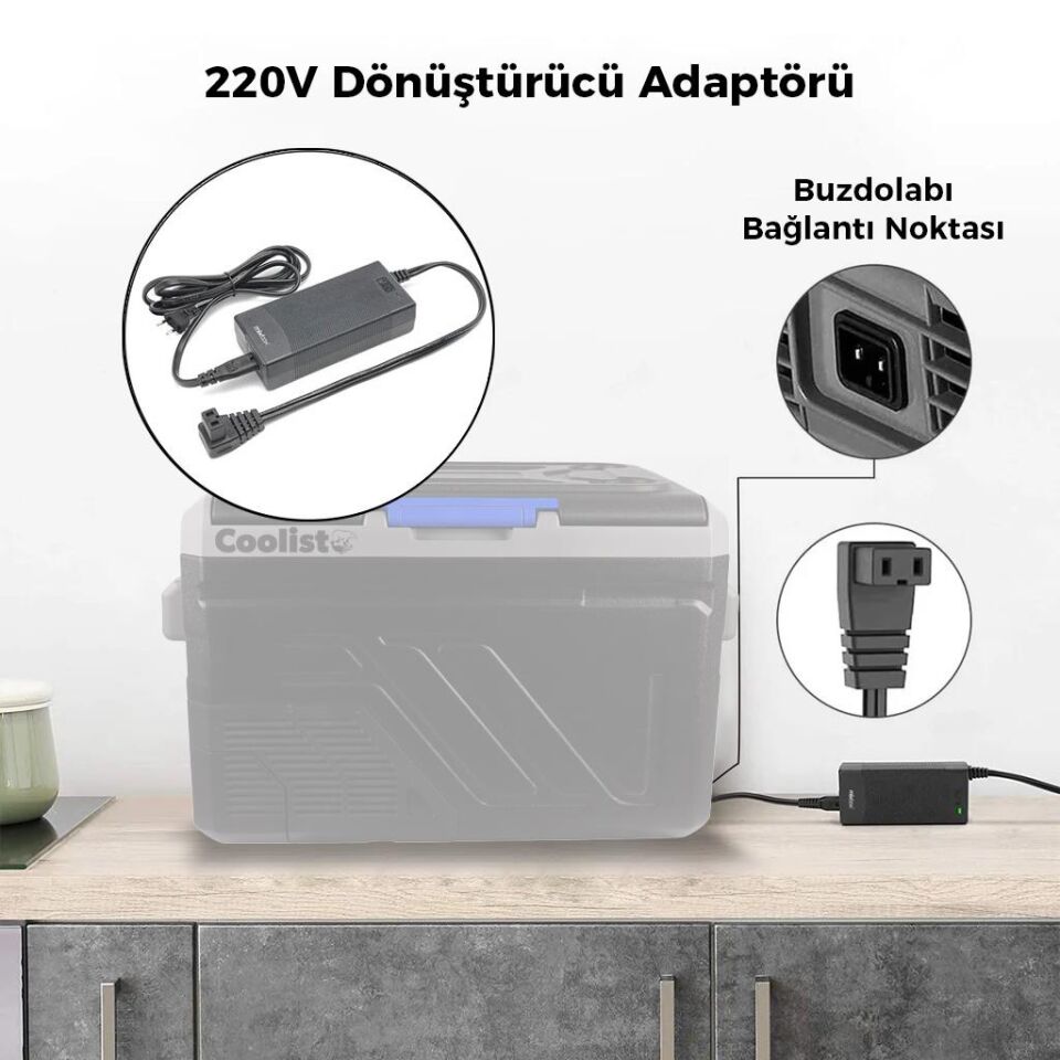 Coolist CLTACDC Kompresörlü Araç Buzdolapları İçin 220Volt/12Volt 6,0Ah Dönüştürücü Adaptör