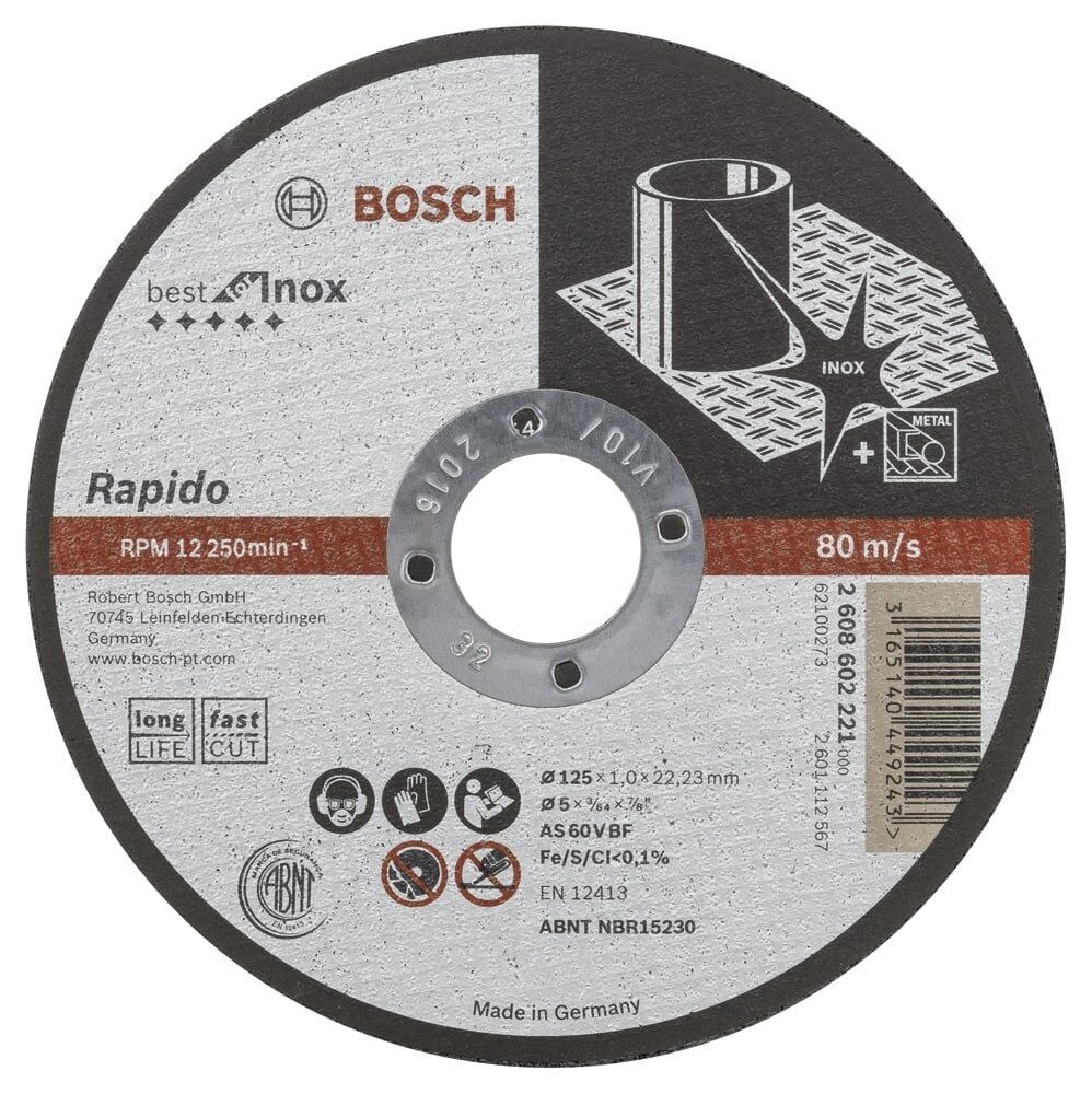 Bosch Aksesuarlar Bosch - 125*1,0 mm Best Serisi Düz Inox (Paslanmaz Çelik) Kesme Diski - Rapido Uzun Ömürlü