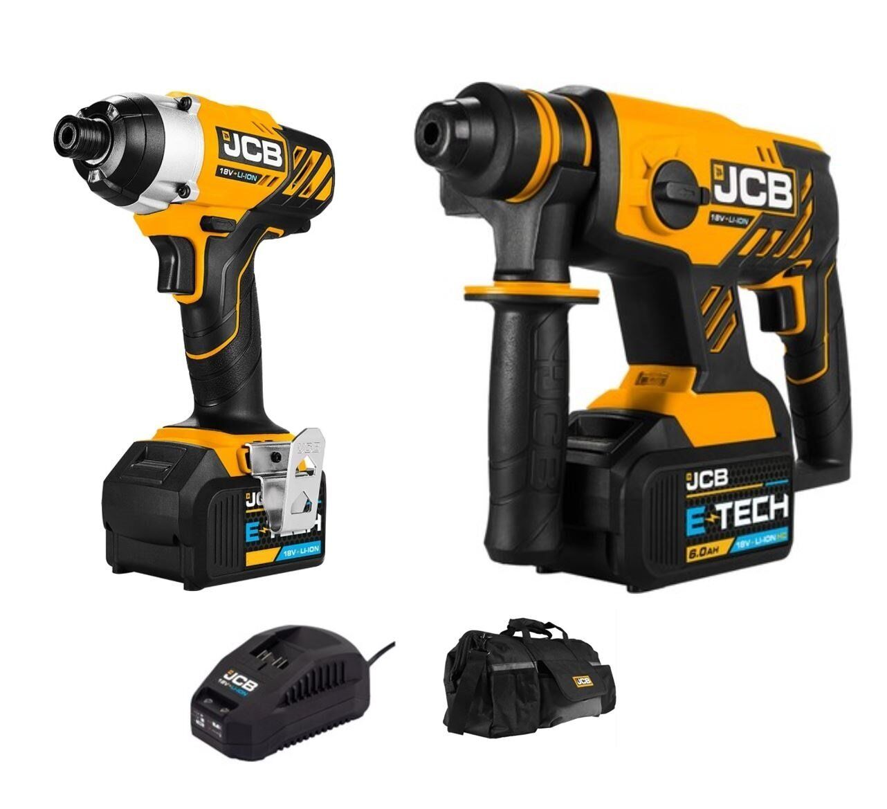 JCB Akülü Kırıcı Delici + Torklu Vidalama Seti 18 Volt 6 Ah Çift Akülü