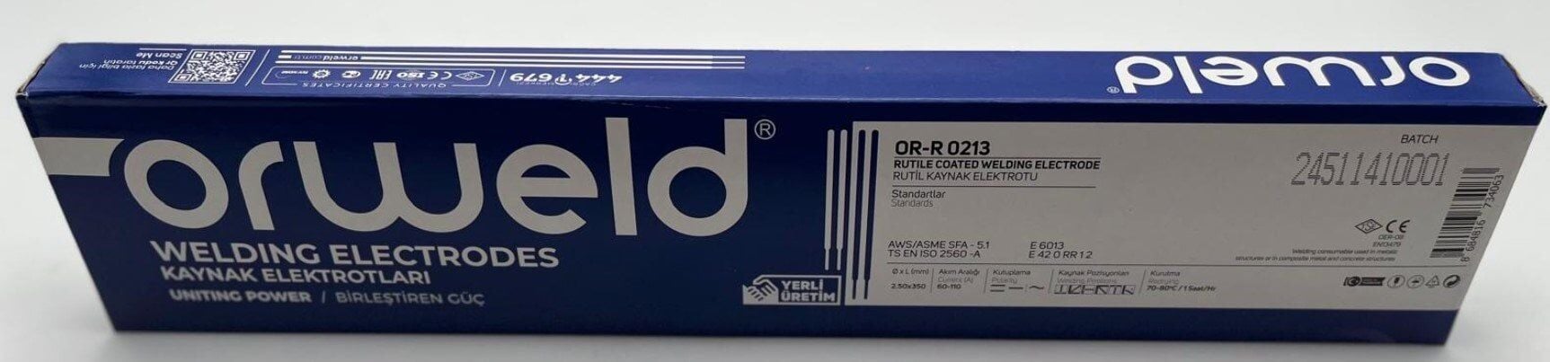 ORWELD OR R-0213 Rutil Elektrod 2.50 mm (100'lü Paket)