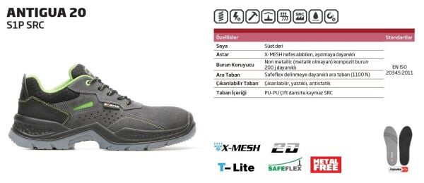 EXENA ANTIGUA 20 42 Numara S1P SRC Süet İş Ayakkabısı (GPP)