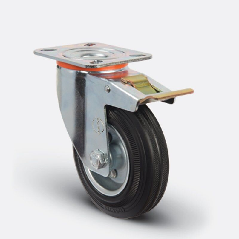 EMES EM01 SPR F 80 Sarhoş, Frenli Lastik Tekerlek 80 mm