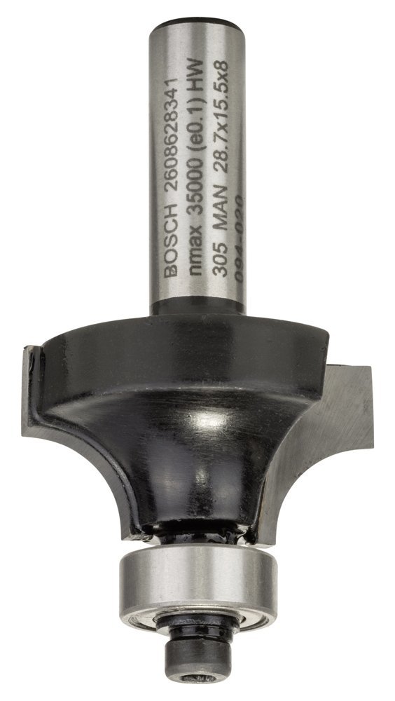 Bosch Aksesuarlar Bosch - Standard Seri Ahşap İçin Çift Oluklu, Sert Metal Bilya Yataklı Yuvarlama Frezesi 8*8*53 mm