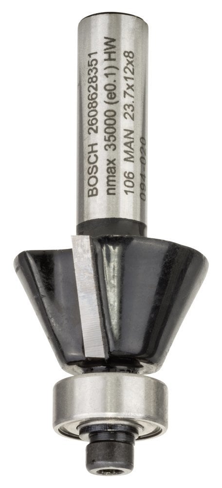 Bosch Aksesuarlar Bosch - Standard Seri Ahşap ve Laminant İçin Çift Oluklu, Sert Metal Bilya Yataklı Pah Açma Frezesi 8*5,5*54 mm