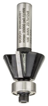 Bosch Aksesuarlar Bosch - Standard Seri Ahşap ve Laminant İçin Çift Oluklu, Sert Metal Bilya Yataklı Pah Açma Frezesi 8*5,5*54 mm