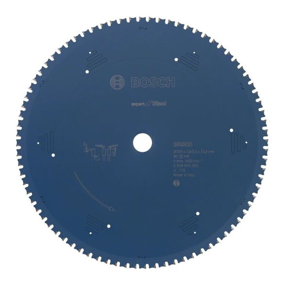 BOSCH Expert Metal 355x2.6x25.4 mm 80 Diş Elmas Uçlu Metal Kesme Daire Testeresi (2608643062)