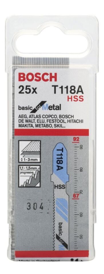 Bosch - Ekonomik Seri Metal İçin T 118 A Dekupaj Testeresi Bıçağı - 25'Li Paket