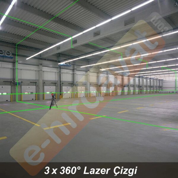 KOBB KBL34G 40 Metre Profesyonel Li-ion Şarjlı 3X360⁰ Otomatik Hizalamalı Yeşil Çapraz Çizgi Lazer Distomat