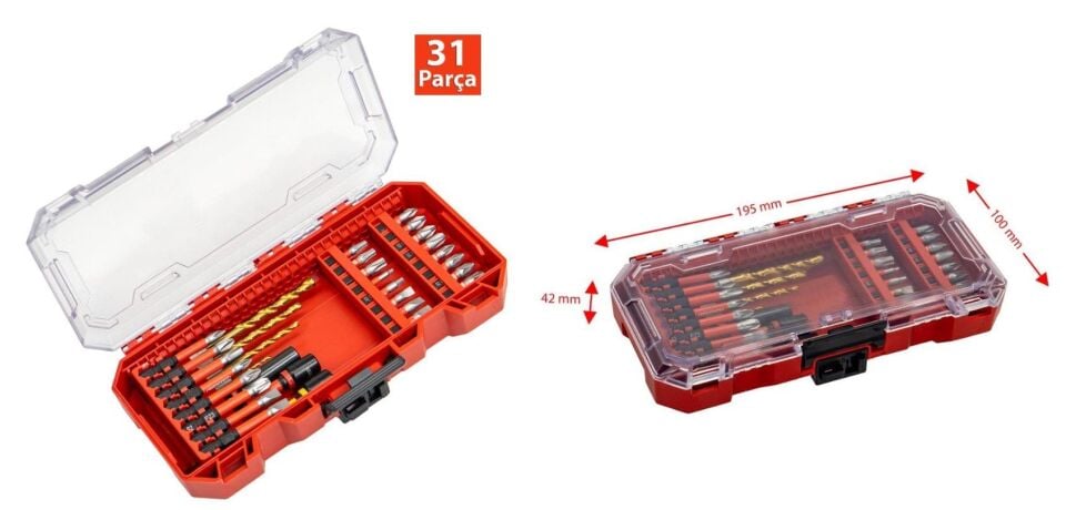 NEXON 6516 Matkap Uçlu Adaptörlü Bits Uç Vidalama Seti 31 Parça