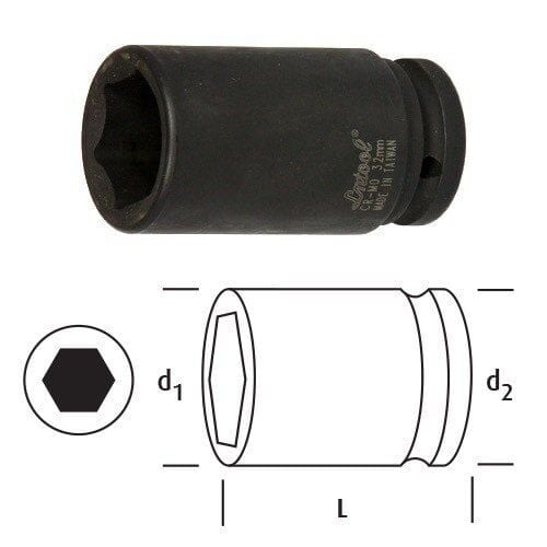 OSAKA 22 mm 3/4'' Altı Köşe Havalı Uzun - Derin Lokma Anahtar