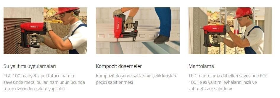 FISCHER FGC 100 Gazlı Beton Çivi Çakma Tabancası Çift Akülü