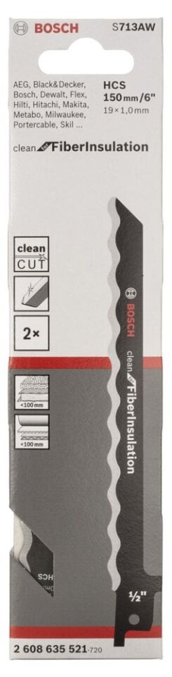 Bosch - Clean for Serisi Elyaflı Yalıtım Malzemeleri için Panter Testere Bıçağı S 713 AW