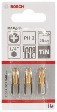 Bosch MaxGrip PH2*25 mm 3'lü