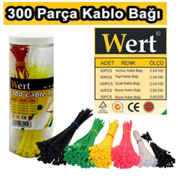 Wert 2430 Kablo Bağı Seti 300 Parça