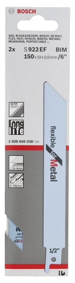 Bosch - Flexible Serisi Metal için Panter Testere Bıçağı S 922 EF - 2'li