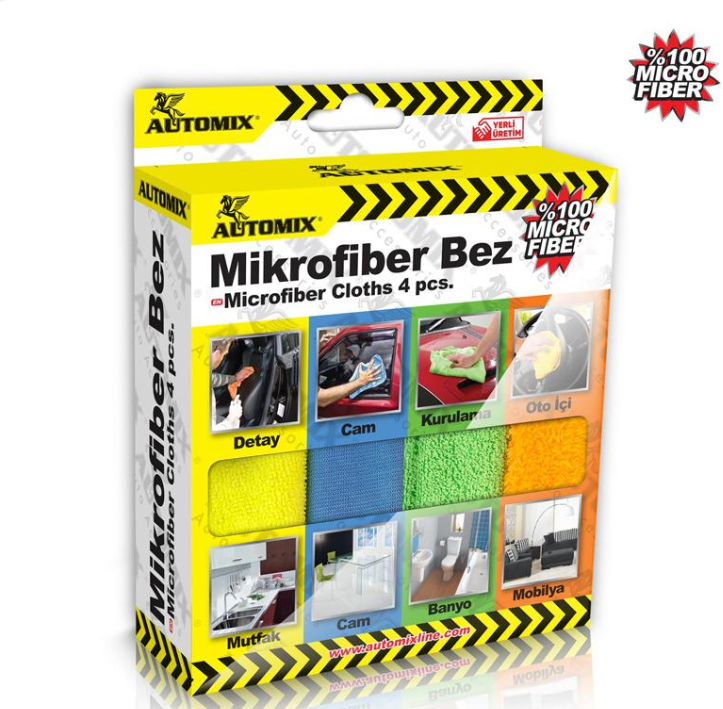 AUTOMIX 4 Parça Kutulu Mikrofiber Bez (040.07.023208)