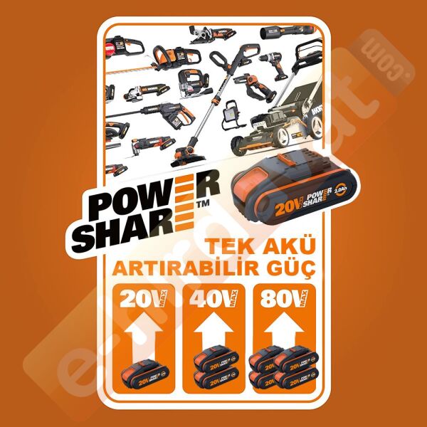 WORX WA3604 20Volt 4.0Ah PowerShare Li-ion Akü ve Akü Şarj Cihazı