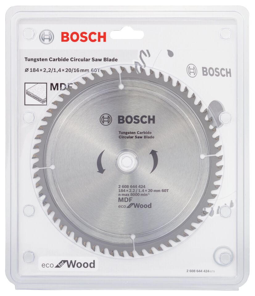 Bosch - Eco for Wood Daire Testere Bıçağı 184*20 mm 60 Diş