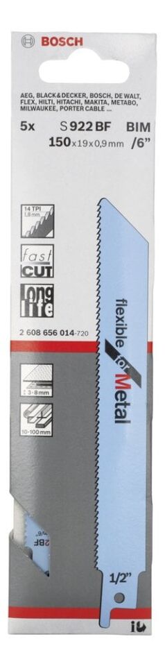 Bosch - Flexible Serisi Metal için Panter Testere Bıçağı S 922 BF - 5'li