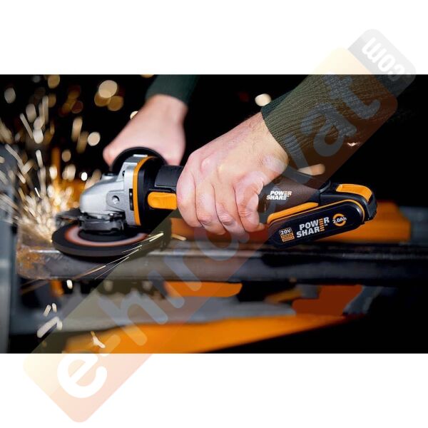 WORX WX800 20Volt 2.0 Ah. Li-ion Çift Akülü 115mm Profesyonel Şarjlı Avuç Taşlama