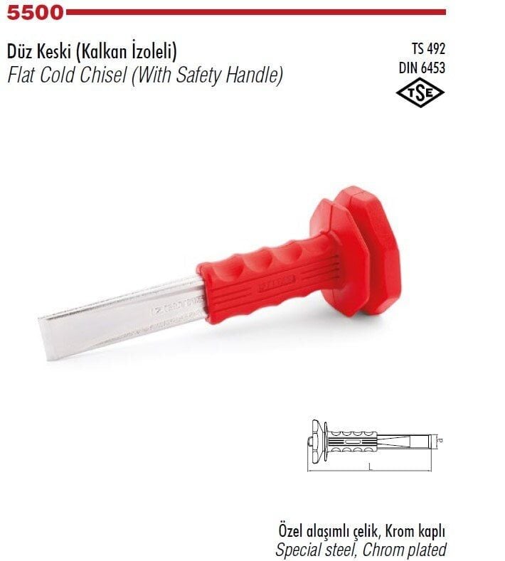 İZELTAŞ 5500231250 Düz Krom Keski 250 mm(Kalkan İzoleli)