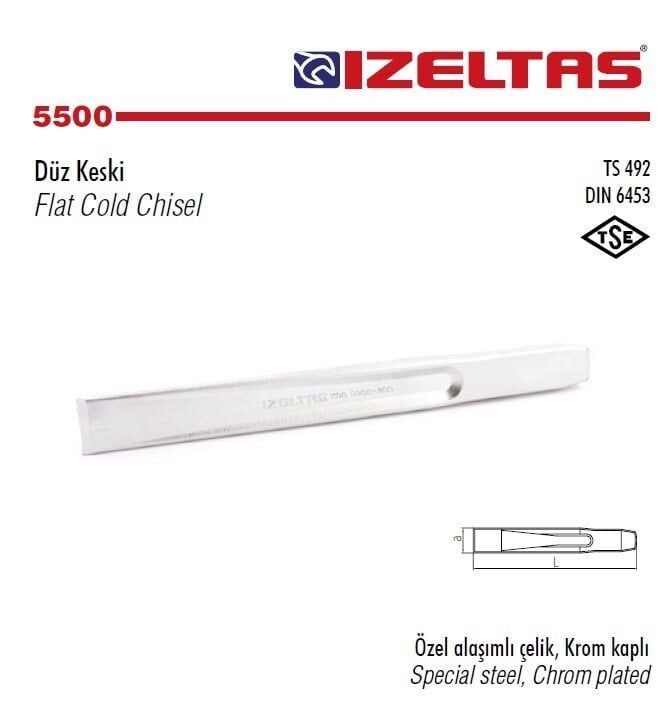 İZELTAŞ Düz Krom Keski 175 mm (5500230175)