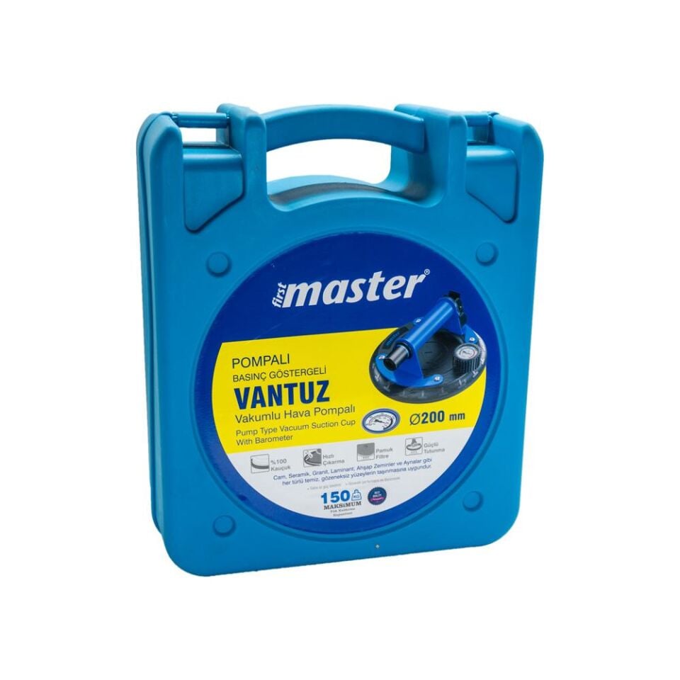 FIRST MASTER  Hava Pompalı Taşıma Vantuzu Basınç Saatli  150 Kg (507621)