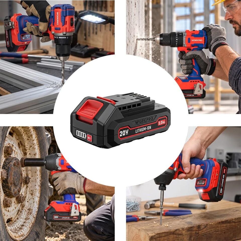WORKPRO WP395003V 20Volt 2.0Ah. Li-ion Profesyonel Yedek Akü