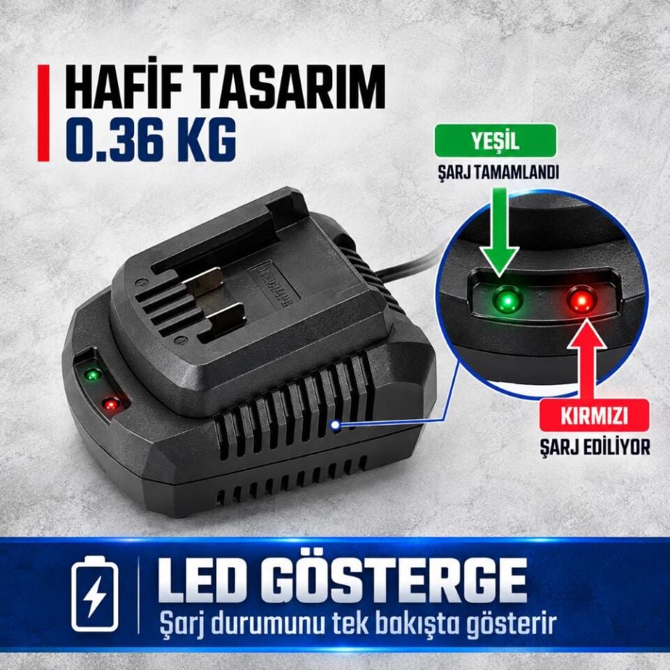 WORKPRO WP396000 20Volt 2.4A/Saat Li-ion Profesyonel Hızlı Akü Şarj Cihazı