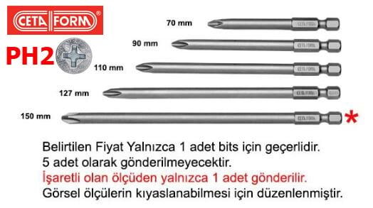CETA-FORM PH2 x 150 mm Yıldız Bits Uç (CB/1522)