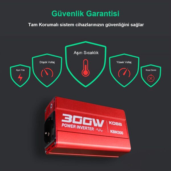KOBB KBN300 Araç İçi Inverter 12V-220V 300 Watt