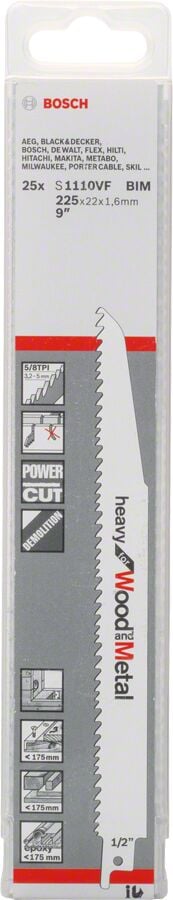 Bosch - Heavy Serisi Ahşap Ve Metal için Panter Testere Bıçağı S 1110 VF - 25'li
