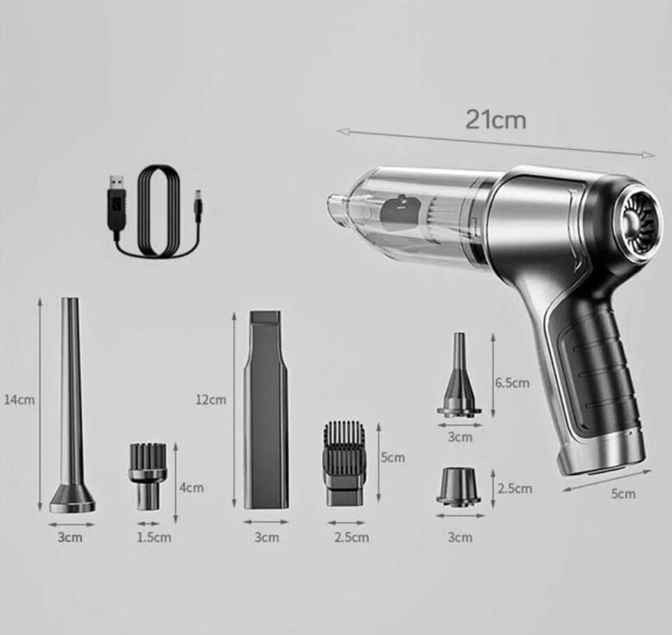 Dinamic HL-107 Çok Fonksiyonlu Pratik USB Şarjlı Araç Süpürgesi