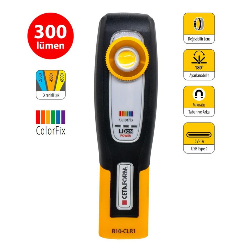 CETA R10-CLR1 Şarjlı Boya Kontrol Lambası 300 Lümen
