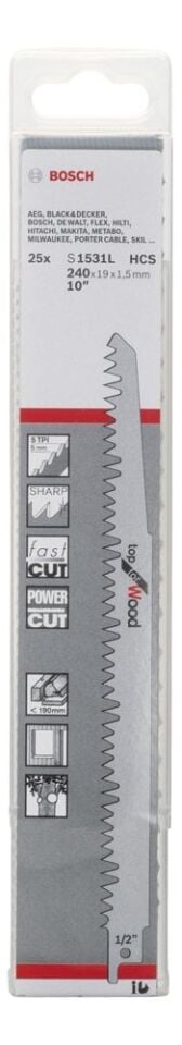 Bosch - Top Serisi Ahşap için Panter Testere Bıçağı S 1531 L - 25'li