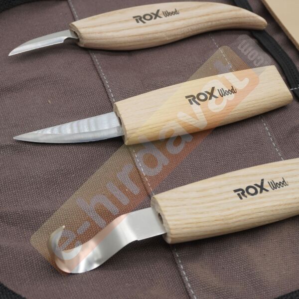 ROX Wood 5 Parça Çantalı Kaşık Oyma Seti (153ROX184506)