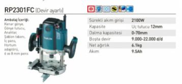 Makita RP2301FC Devir Ayarlı Dik Freze