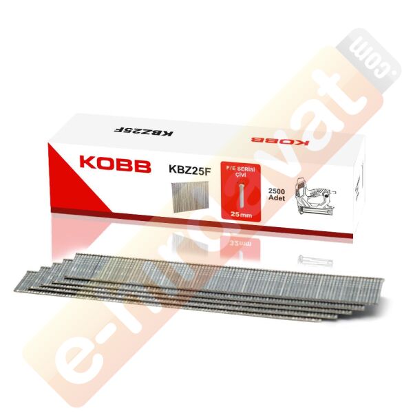KOBB KBZ25F 25mm 2500 Adet F/E/J/8 Serisi Ağır Hizmet Tipi Kesik Başlı Çivi