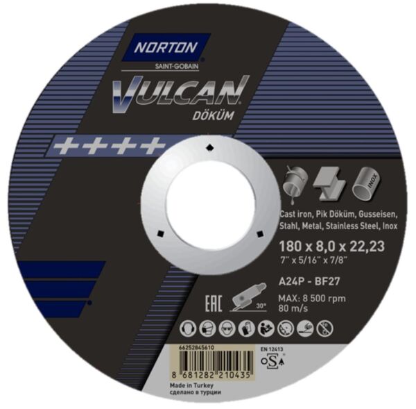 NORTON 180x8 mm Metal Taşlama Taşı (Vulcan)