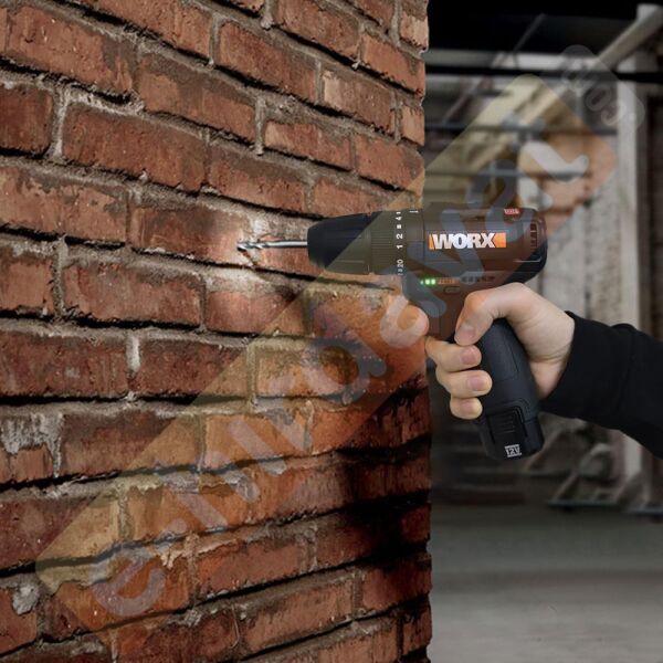 WORX WX121 12Volt/2.0Ah Li-ion Çift Akülü Kömürsüz Profesyonel Şarjlı Darbeli Matkap + 5 Parça Aksesuar
