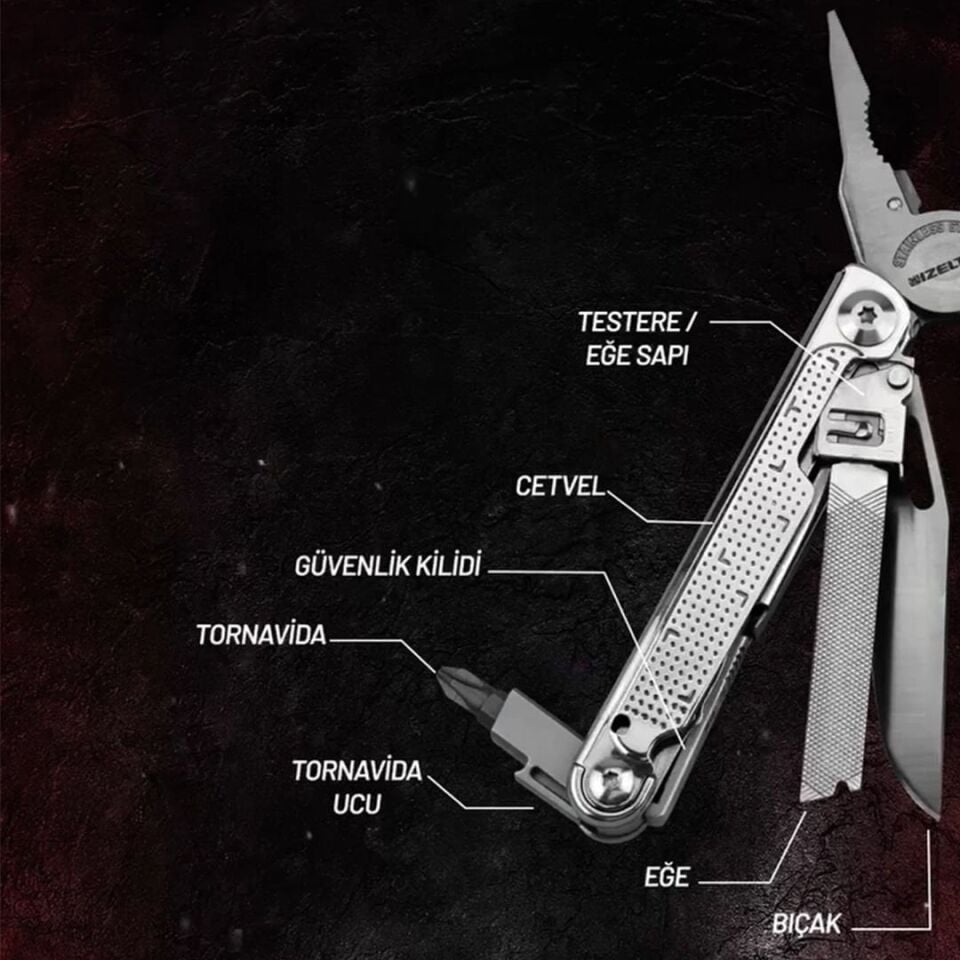 İZELTAŞ Multi Pro Tool 15 Fonksiyonlu Katlanır Multi Pense Seti